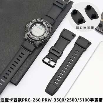 Ūdensizturīgs Watchband par Casio Silikona Pulksteņu Siksniņu Melnā PRG-260/550/250 PRG500 PRW-3500 PRW2500 PRW5100 Gumijas Vīriešu Rokassprādze