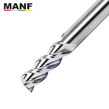 MANF 3 Flauta HRC55 5mm 6mm CNC Alumīnijs&krāsaino Metālu mehāniskās Apstrādes Beigām Dzirnavas Cieto Sakausējumu, Frēzēšanas Maršrutētāju uzmavas Koka