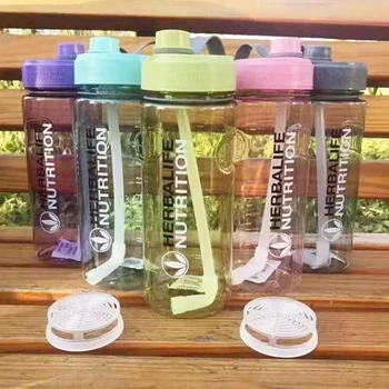 Vairumtirdzniecības 1000ml Herbalife Uztura Ūdens Pudeles, Plastmasas Sporta Ūdens pudeles ar Salmiņu Iekšā Telpā Pudeli Tējkanna BPA Brīvs