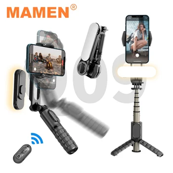 MAMEN Gimbal Video Stabilizators Bluetooth Saderīgu Selfie Nūju Statīvs ar LED Aizpildīt, ņemot vērā HUAWEI iPhone Viedtālruņa Turētājs