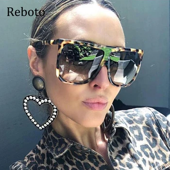 Liels Rāmis Laukumā Saulesbrilles Sieviešu Modes Flat Top Lielajam Luksusa Zīmolu Slīpums Saules Brilles Sievietēm 2023 Oculos