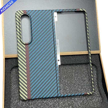 Nekustamā Oglekļa gadījumā Oglekļa šķiedras Samsung Galaxy Z Fold4 gadījumā Aramīda šķiedras Ultra-plānas anti-kritums Biznesa cilvēks, Z fold4 3 vāciņu