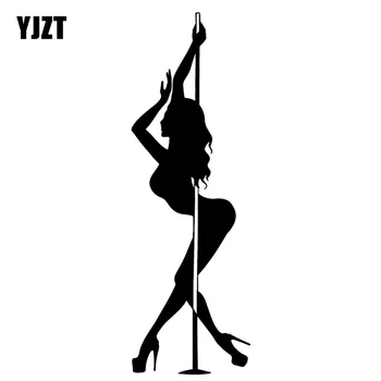 YJZT 5.8CMX17.9CM Pole Dance Attvaicētājs Sexy Karstā Meitene Vinila Auto Uzlīmes Melna/Sudraba