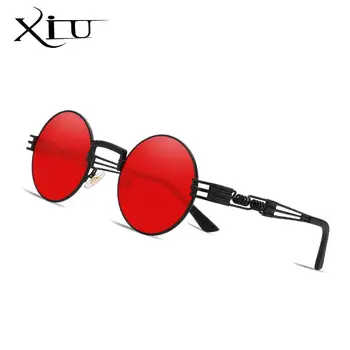 XIU Luksusa Metāla Saulesbrilles, Vīriešu Kārtas Sunglass Steampunk Pārklājums Brillēm, Vintage, Retro Lentes Oculos Vīriešu Saules brilles
