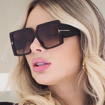 Luksusa Lielo Rāmi Saulesbrilles Sieviešu Modes Laukumā Zīmola Dizainere Slīpums Saules Brilles Sieviešu Dāmas Briļļu T Vēstuli UV400