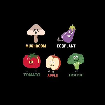 Karikatūra augļu un dārzeņu apple,Brokoļi,sēnes,tomātu-baklažānu siltuma aplikācijas bērniem, T-kreklu rotā