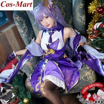Cos-Mart Spēle Genshin Ietekmes Keqing Cosplay Tērpu Modes Purpura Cīnītos Pret Vienotu Halloween Puse Lomu Spēlē Apģērba Custom-Make