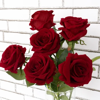 5gab Skaistas Mākslīgās Zīda Rožu Ziedu Lielu Pušķi, Kāzu Mājas Galda Dekori Valentīna Diena Organizē Viltus Augiem Klāt