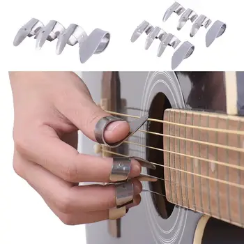 1 Īkšķi ar 3 Pirkstu Ģitāra Cērtes Metāla Nagu Paceļ Atvērt Dizains Bandžo havajiešu ģitāra Ģitāra, Ģitāra Spēlē Piederumu Iesācējs