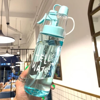 580ml Izsmidzinātā Ūdens Pudeli Lielas Jaudas Portatīvo Āra Sporta Dzeramā Pudeles BPA Free Plastmasas Pārredzama Ceļa Ūdens Pudele