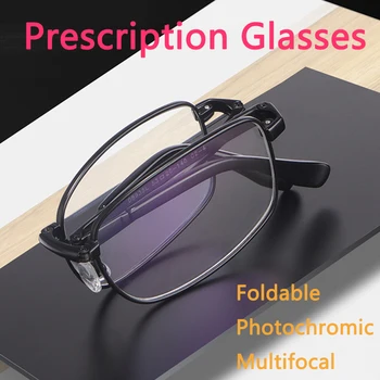 Pasūtījuma Tīra Titāna Salokāma Recepšu Brilles Unisex Multifokāla Pārejas Lasīšanas Brilles Photochromic Portatīvo Ultravieglajiem