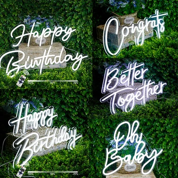 Modernizētas Happy Birthday Lielu Neona Zīme, Sienas Dekori Atkārtoti laimes Dzimšanas dienā, Neona Gaismas Sign Dzimšanas dienas svinības Apdare