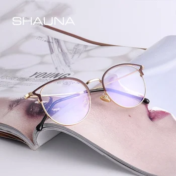SHAUNA Modes Anti-Zila Gaisma Metāla Kaķu Acu Brilles Rāmis Modes Kaķa Auss Optiskie Rāmji Sievietēm