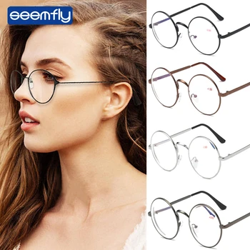 Seemfly Vintage Apaļas Metāla Tuvredzība Brilles Sievietēm, Vīriešiem, Modes Īstermiņa acu uzmetiena Skaidrs, Brilles Ar Pakāpe -1.0-1.5-2.0-2.5-3.0-3.5-4