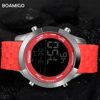 vīriešu sporta pulksteņi militāro ciparu pulkstenis LED displejs, kaučuka siksniņa, rokas pulksteņi BOAMIGO zīmola luksusa dāvanu pulkstenis reloj hombre