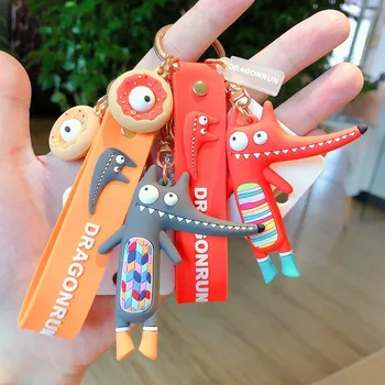 Korejas cute krokodila fox atslēgu piekariņi personalizētu karikatūra ezis lelle auto atslēgu gredzens šarmu soma Kulons Piekariņi virves meitene dāvanas