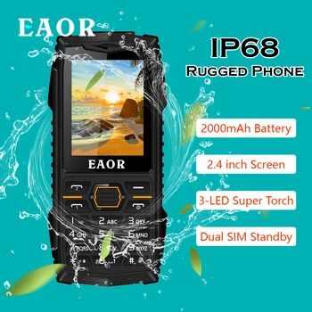 EAOR 2G Tastatūru Izturīgs Tālrunis IP68 Ūdensnecaurlaidīga Mobilo Telefonu 2000mAh Dual SIM Lukturīti Mobilais spiedpogu Tālruņiem Iezīme Tālrunis