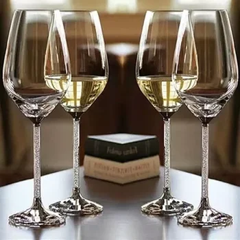 Radošā Eiropas Svina Kristāla-bezmaksas Diamond Vīna Glāzi Goblet Goblet Kāzu Dāvanu Stikla Vīna Glāzi