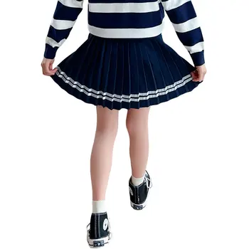 Meiteņu Svārki 2022 Rudens Modes Krāsa Navy Kroku Svārki Skolas Tīņi Meitene Pavasara Bērnu Apģērbs 4 5 6 7 8 9 10 11 12 13Yrs
