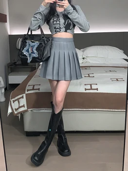Sieviešu Augstais Viduklis Harajuku korejas Modes Melna Mini Sexy Kroku Svārki Koledžas Salds Japāņu JK Meitene Vienotu Tenisa Svārki