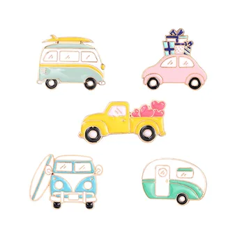 Pick-up Kravas Auto Autobusu Emaljas Adatas Karikatūra Transportlīdzekļa Nozīmītes Sievietēm, Meitenēm Attactive Apģērbu Aksesuāri