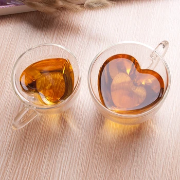 Homies 180ml/240ml Sirds Mīlestību Formas Dubultās Sienas Stikla Krūze Izturīgs Ķīnas tējas tase dubultā stikla Kafija/Tēja/Gudrs/Ceļojumu Krūzes krūze