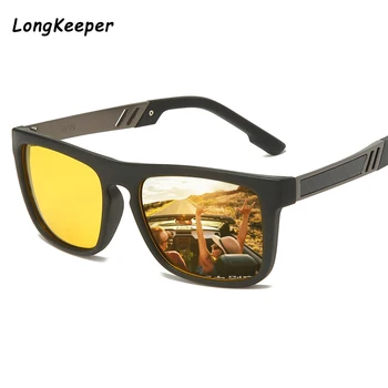 LongKeeper Zīmolu Nakts Redzamības Saulesbrilles Vīriešiem Braukšanas Anti-Glare Dzeltenā Objektīva Eyewears Gogggles UV400 TR90 Laukumā Brilles gafas