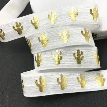 10 metri vairumtirdzniecības Kaktuss Zelta Folija Metāla drukāt elastīgs Hairbands ienaidnieku lentes DIY roku darbs caurule