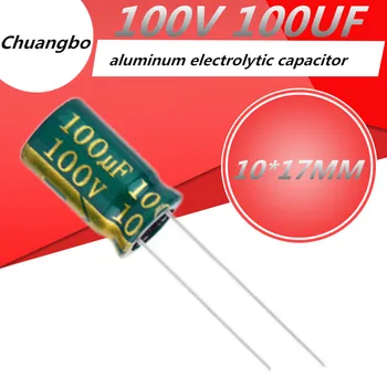10-20pcs Higt kvalitātes 100V100UF 100V 100UF 10*17 MM 10*20MM zemu EAR/pretestība augstas frekvences alumīnija elektrolītisko kondensatoru
