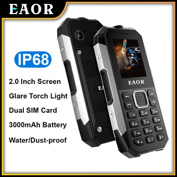 EAOR IP68 Izturīgs Tālrunis Ūdensizturīgs nepievelk putekļus Tastatūru Tālrunis Dual SIM 3000mAh Liels Akumulators spiedpogu Tālruņa Funkciju, Telefons ar Lāpu