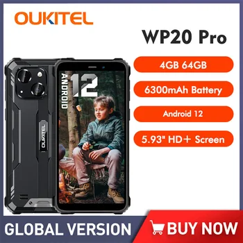 Oukitel WP20 PRO Viedtālrunis Āra Lēti 6300mAh Android 12 Mobilie Telefoni, 4GB RAM atmiņa, 64GB ROM 20MP Ūdensizturīgs, Izturīgs Mobilais