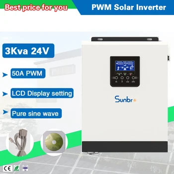 Augstas Frekvences 3000VA/2400W 24VDC 230VAC Pure Sine Wave Off Grid Saules Invertoru ar 50A PWM Saules Lādētājs Kontrolieris
