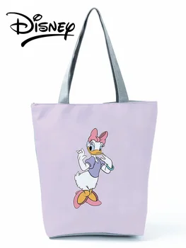 Disney Donald Duck Somas Augstas Ietilpības Karikatūra Pleca Soma, Violeta Uzglabāšanas Atkārtoti Lietojamā Iepirkumu Soma Elegantas Sievietes Ceļojumu Pludmales Soma