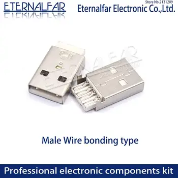USB 2.0 Type A Male Metinātas Metināšanas taisni bārs Metināšanas Taisni Vertikālās Savienotāja Adatu Metināšanas Stieple PCB DIY