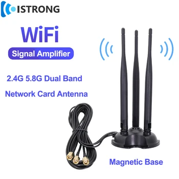 WiFi Router Antena Ar Magnētisko Bāzi Dual Band Pastiprinātājs Bezvadu Tīkla Karti Ārējās Antenas Pagarinājuma Long Diapazons Signāla Pastiprinātājs