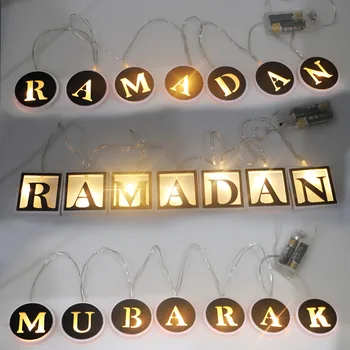 2022 Eid Mubarak Mēness Vārdiem Led Gaismas Dekori Musulmaņu Islama Festivāls Puse DIY Rotājumi Ramadāna Kareem Apdare Mubaraka