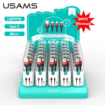 USAMS 30pcs Kabeļu Komplekts ar Micro USB Uzlādes Kabelis USB C Uzlādes Kabelis Priekš iPhone, Huawei Xiaomi Samsung iPhone