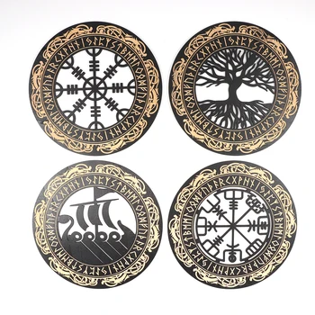 4 Viking Dekoru Vikingu koka sienas mākslas Ziemeļvalstu Dekori melnā Ziemeļvalstu Viking Rune amuletu logo vīriešu home office, 11.81 collas