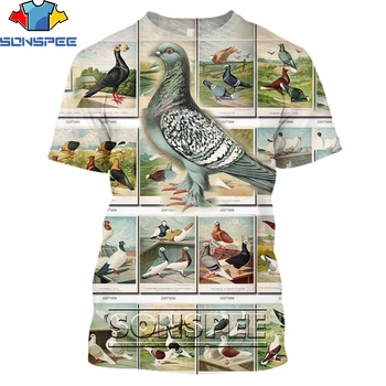 SONSPEE Dzīvnieku, Putnu, Baložu Iespiesti 3D Vīriešu T-krekls Vasaras Gadījuma Modes Vīriešu T Krekli Modes Streetwear Sieviešu Īsām Piedurknēm