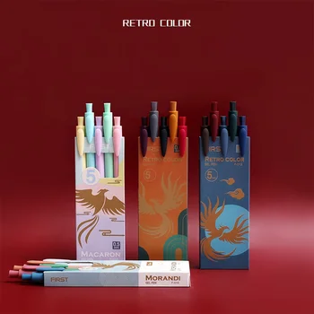5gab Retro Krāsu Gēla Pildspalvas Komplekts Phoenix Sērijas Multi Konfektes Morandi Tintes 0.5 mm Lodīšu Ikdienas Rakstīšanas, Zīmēšanas Dāvanu Skolas A6936