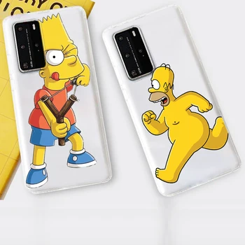 Disney Simpsons Bart Homērs Caurspīdīgu Vāciņu Tālruņa Gadījumā Huawei P50 P40 P30 P20 Lite 5G Nova Y70 Plus 9 SE Pro 5T Y9S Y9 Y6