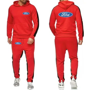 2021New Vīriešu džemperi, Ford auto logo Drukāt gadījuma Vīriešu pelēkā vārna Kokvilnas Augstas Kvalitātes Vīriešu sporta krekls + treniņbikses 2-piece set