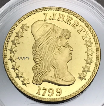 Amerikas Savienoto Valstu 1799 Brīvības Heraldikas Eagle Gold Coin Misiņa Metāla Monētu Kopijas