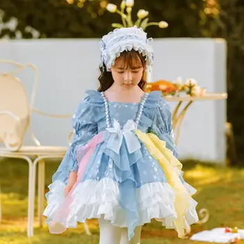 Rudens Ziemas Jauno Spānijas Lolita Princese Bumbu Kleita Loku Sietu Dizains Dzimšanas Dienas Svinības Chritmas Kleitas Meitenēm Eid A1907