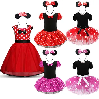 1-6 Gadiem Baby Girl Mickey Pettiskirt Bērnu Vasaras Drēbes Bērniem Minnie Polka Dot Kleita Meitenēm, Dzimšanas Dienas Svinības, Ziemassvētku Kostīms