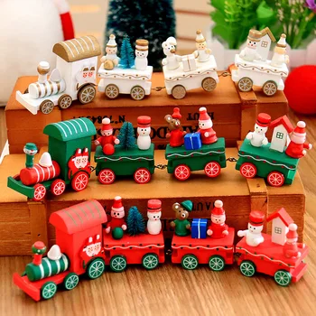 Priecīgus Ziemassvētkus Koka Vilcienu Rotājumu Ziemassvētku Rotājums Mājās Ziemassvētku Vecīša Dāvanu Dzimšanas Navidad Noel Dekoru Rotaļlietas Bērniem