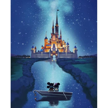 Pilna Apaļā Dimanta Mozaīku Karikatūra Disney Pils 5D DIY Dimanta Krāsošana Pilnu Kvadrātveida Dimanta Izšuvumi Krustdūrienā Pārdošana