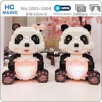 PZ Dzīvnieku Pasaules Panda Zēns Meitene Sirds Soma Loku Pet Lelle, LED Gaismas Mini DIY Dimanta Bloki, Ķieģeļi Celtniecības Rotaļlieta Bērniem, kas nav Kaste