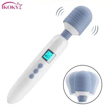 IKOKY Burvju Nūjiņu Klitoru Stimulēt 36 Ātruma LCD AV Stick Vibrators Sieviešu Masturbācija Massager Apsildāmi G Spot Vibrators Seksa Rotaļlietas