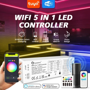 Gledopto WiFi 5 in 1 LED Kontrolieris Strip Gaismas App/ RF Remote/ Alexa Balss Kontroles Darbu ar Tuya Smart Dzīvē Nē Vārti Pieprasīt